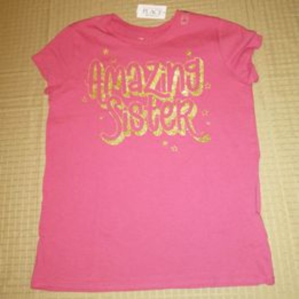 Children's Place girls shirt Amazing Sister Pink L (10-12) K-192